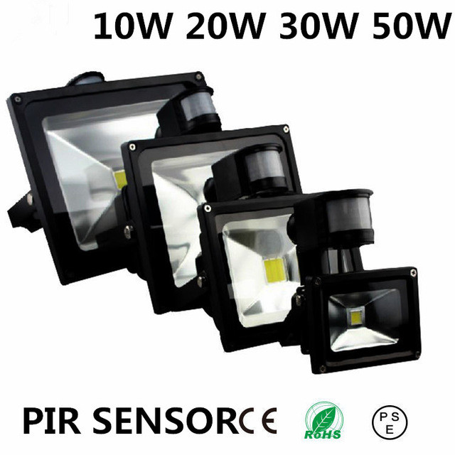 12 개 PIR LED 홍수 빛 Motion Sensor 야외 조명 10 와트 20 와트 30 와트 50 와트 방수 IP65 AC85-256V 무 전극 감 Garden 빛